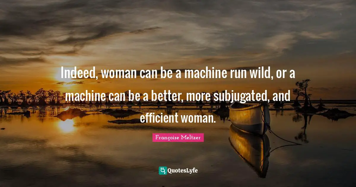 Indeed, woman can be a machine run wild, or a machine can be a better, more subjugated, and efficient woman.