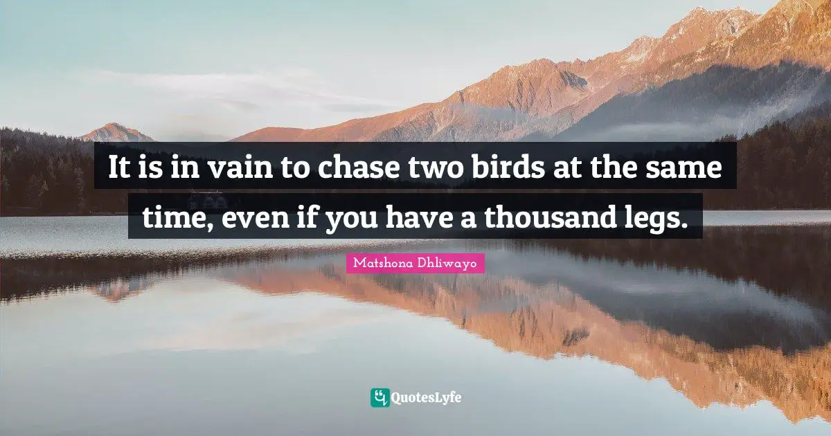 It is in vain to chase two birds at the same time, even if you have a thousand legs.