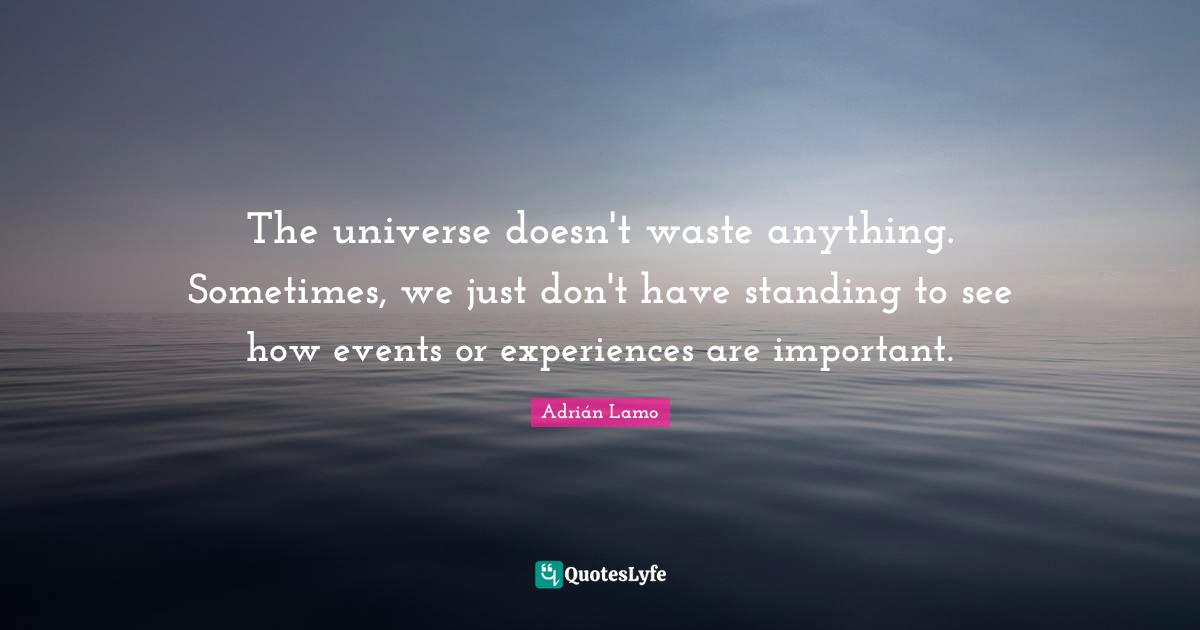 The universe doesn't waste anything. Sometimes, we just don't have standing to see how events or experiences are important.