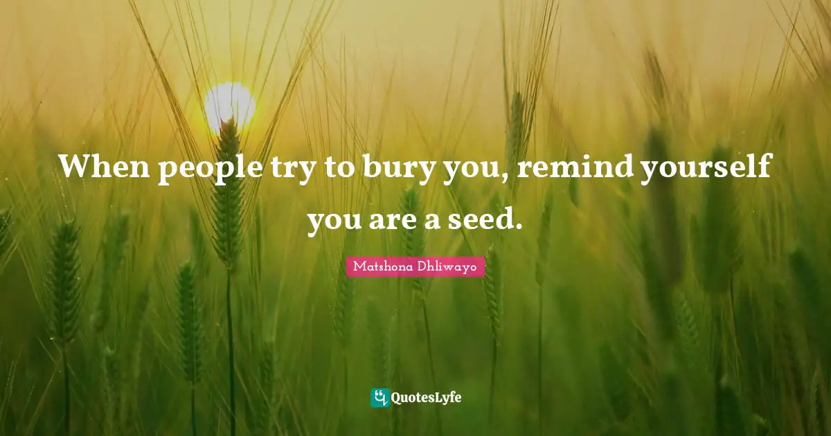 When people try to bury you, remind yourself you are a seed.