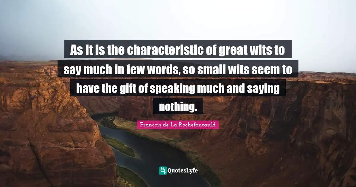 As it is the characteristic of great wits to say much in few words, so small wits seem to have the gift of speaking much and saying nothing.