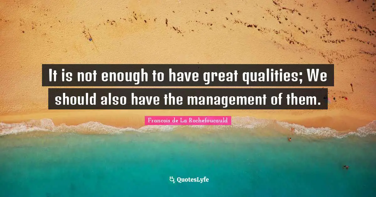 It is not enough to have great qualities; We should also have the management of them.