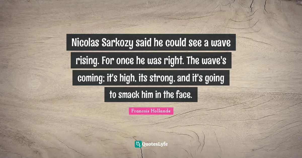 Nicolas Sarkozy said he could see a wave rising. For once he was right. The wave's coming; it's high, its strong, and it's going to smack him in the face.