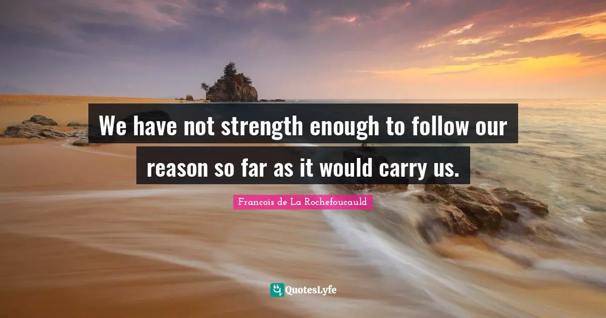 We have not strength enough to follow our reason so far as it would carry us.