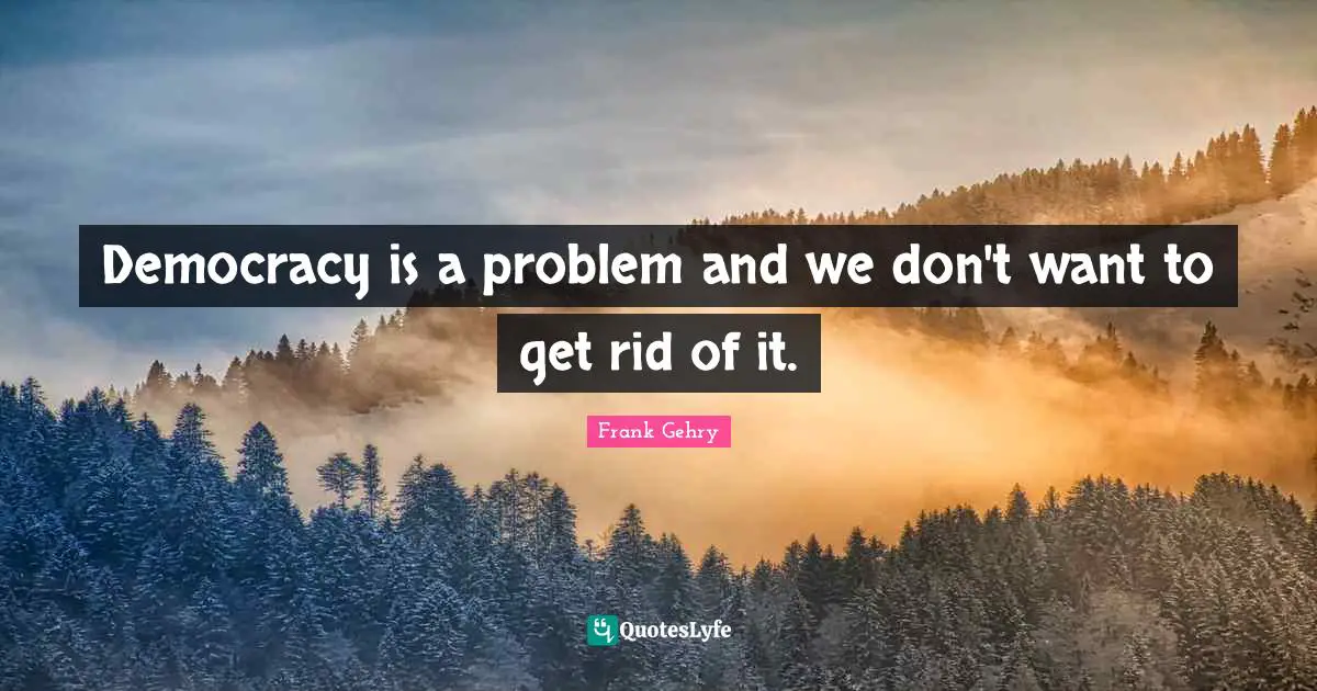 Democracy is a problem and we don't want to get rid of it.