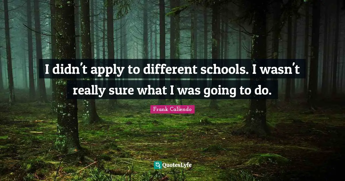 I didn't apply to different schools. I wasn't really sure what I was going to do.