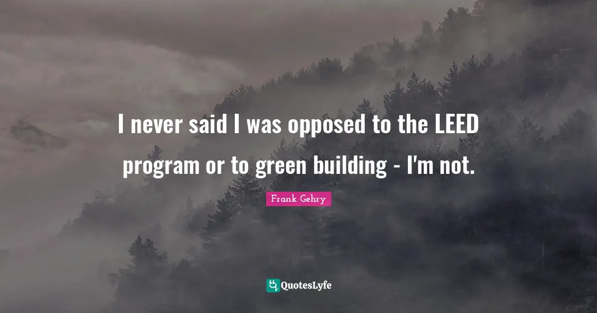 I never said I was opposed to the LEED program or to green building - I'm not.