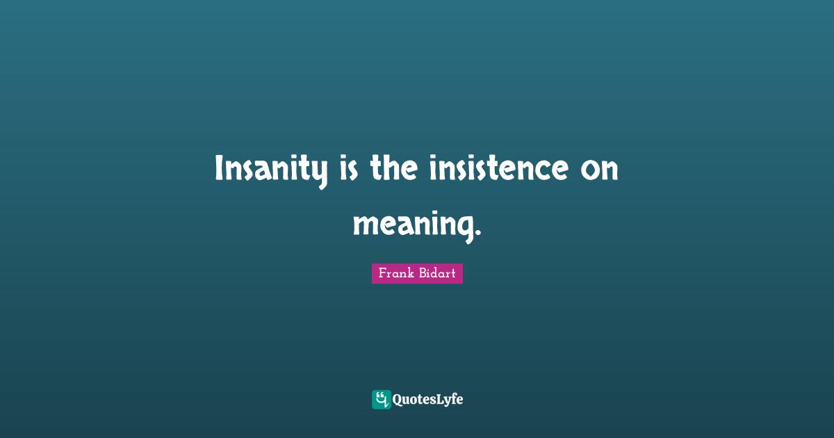 Insanity is the insistence on meaning.