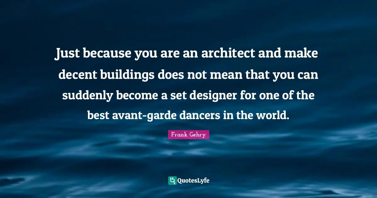 Just because you are an architect and make decent buildings does not mean that you can suddenly become a set designer for one of the best avant-garde dancers in the world.