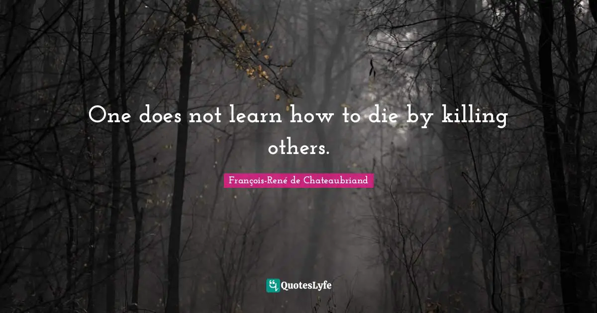 One does not learn how to die by killing others.