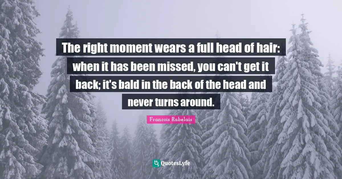 The right moment wears a full head of hair: when it has been missed, you can't get it back; it's bald in the back of the head and never turns around.