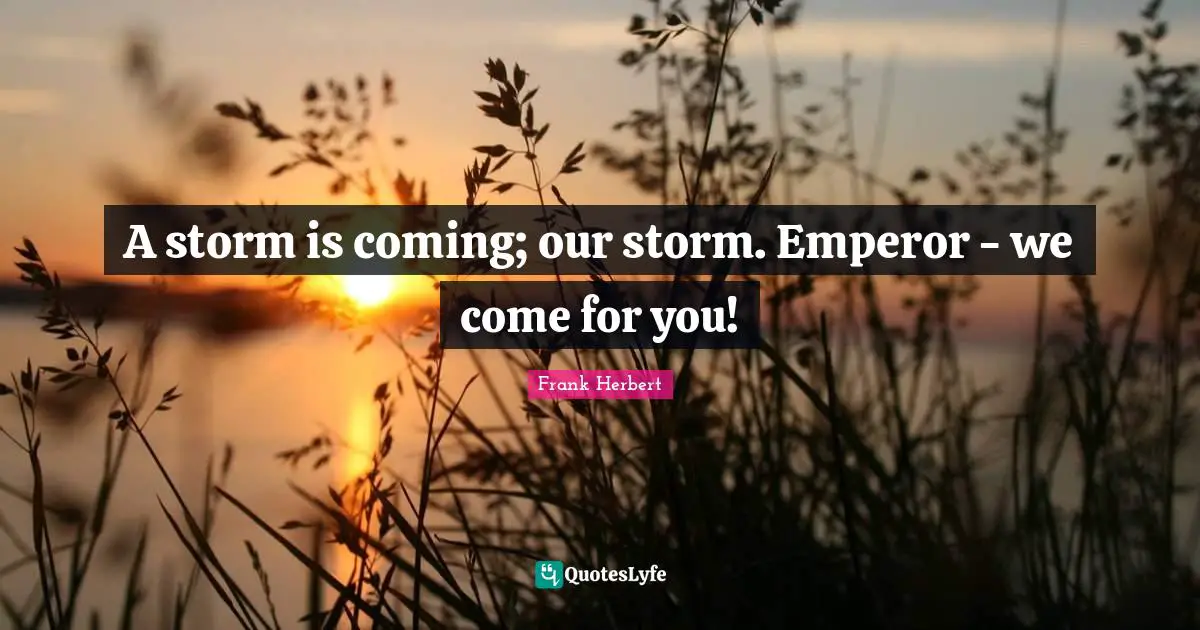 A storm is coming; our storm. Emperor - we come for you!