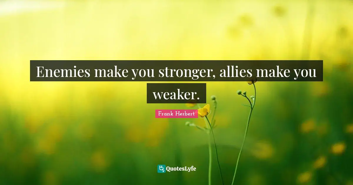 Enemies make you stronger, allies make you weaker.