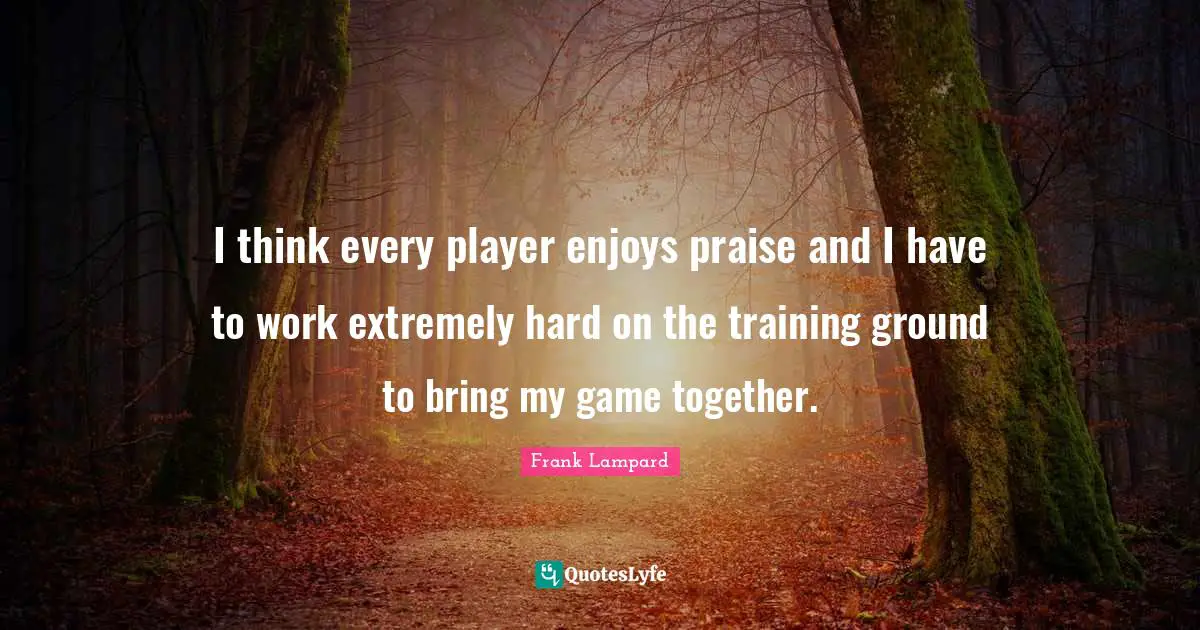 I think every player enjoys praise and I have to work extremely hard on the training ground to bring my game together.
