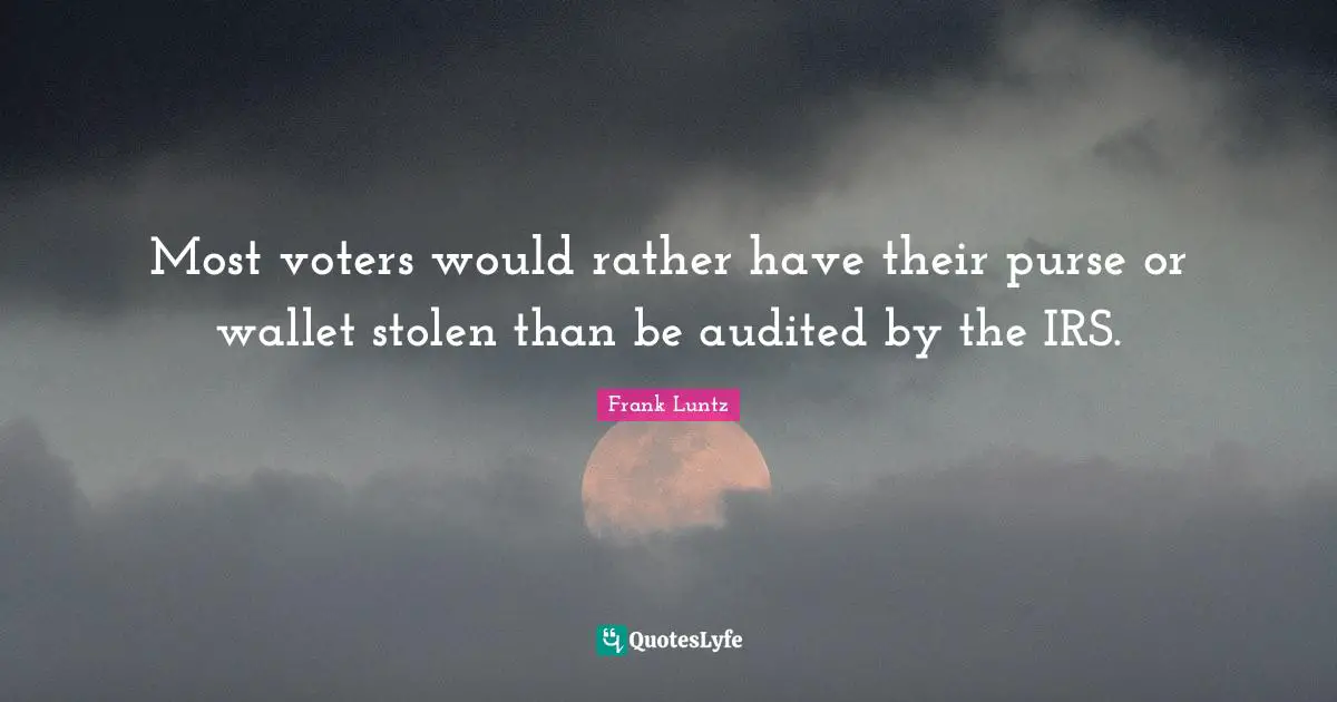 Most voters would rather have their purse or wallet stolen than be audited by the IRS.
