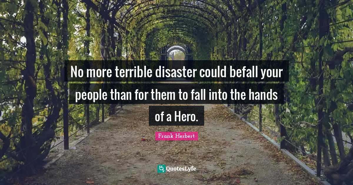 No more terrible disaster could befall your people than for them to fall into the hands of a Hero.