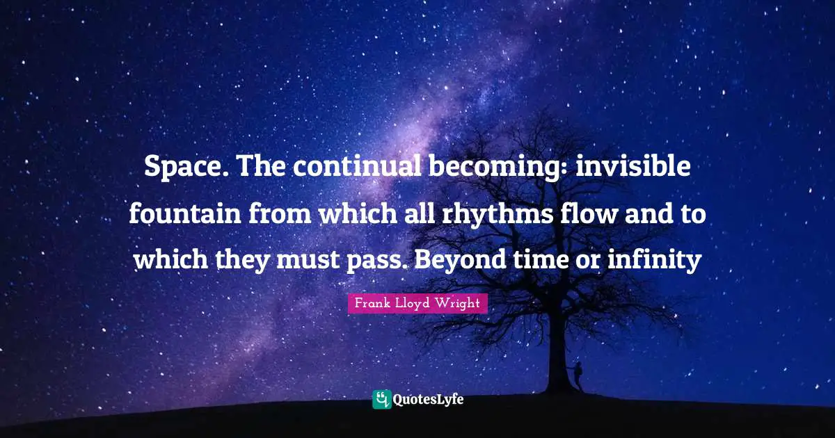 Fountain Quotes: "Space. The continual becoming: invisible fountain from which all rhythms flow and to which they must pass. Beyond time or infinity"