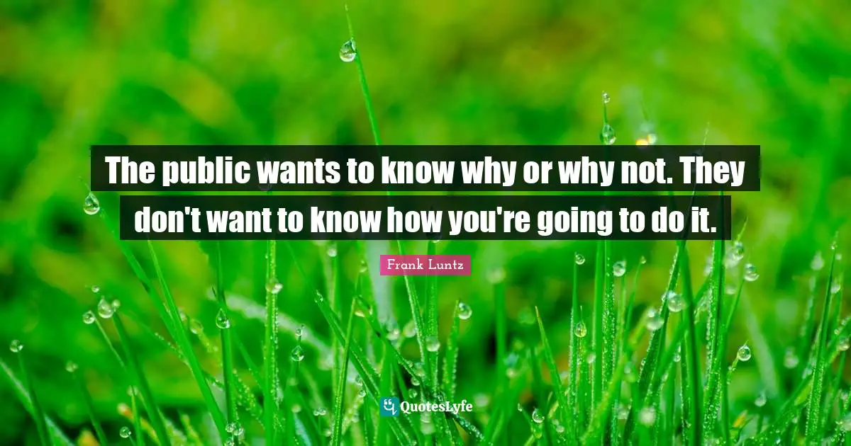 The public wants to know why or why not. They don't want to know how you're going to do it.