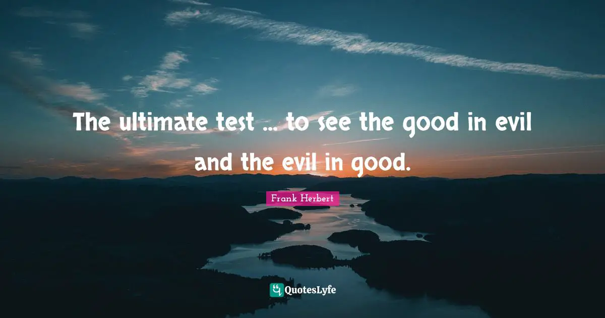 The ultimate test ... to see the good in evil and the evil in good.