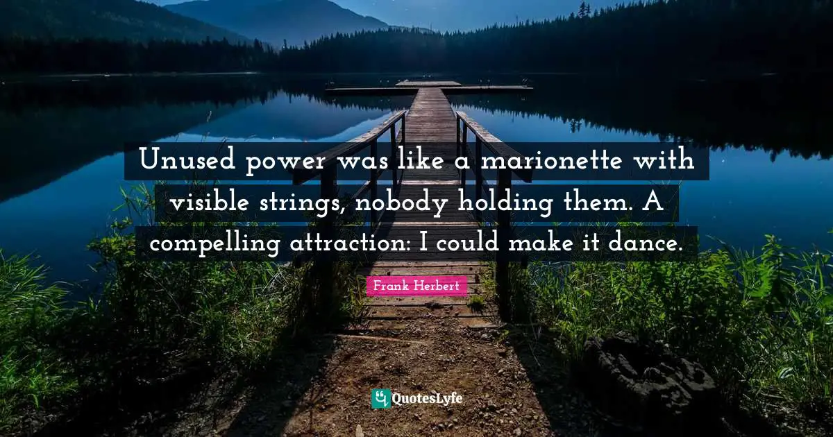 Unused power was like a marionette with visible strings, nobody holding them. A compelling attraction: I could make it dance.