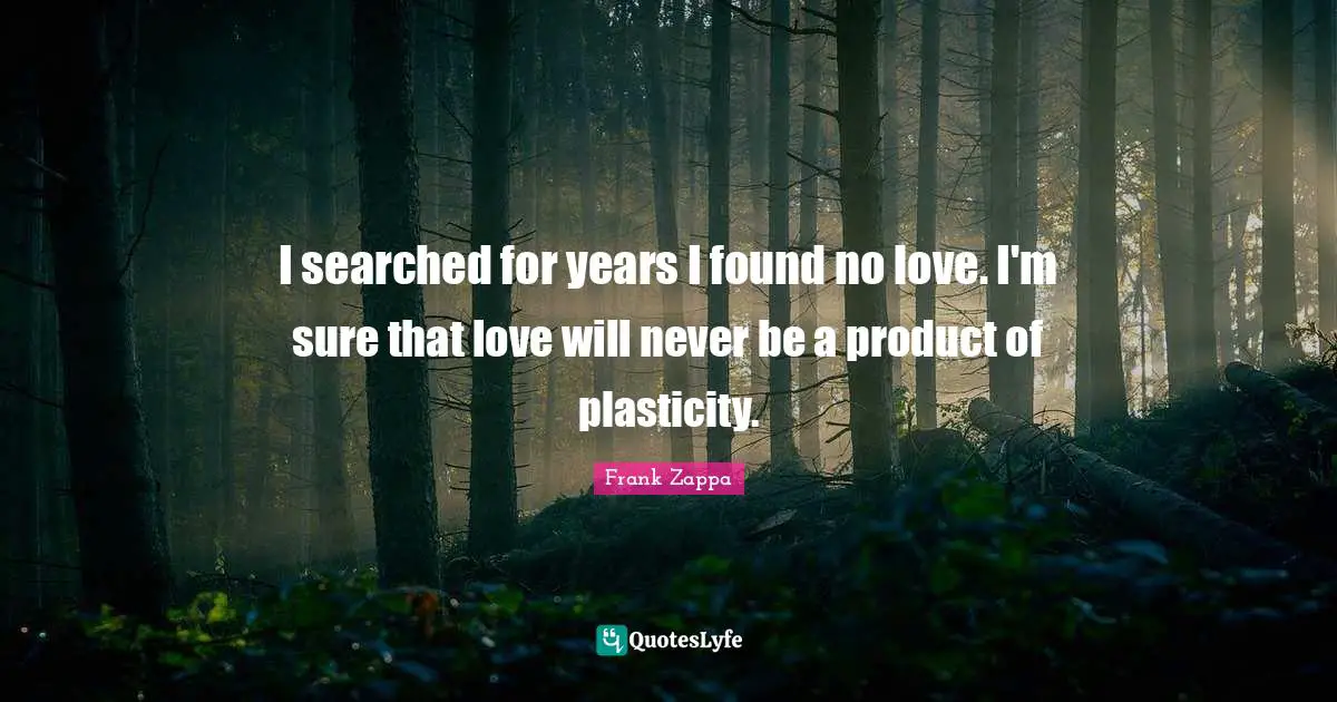 I searched for years I found no love. I'm sure that love will never be a product of plasticity.