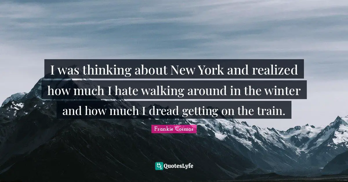 I was thinking about New York and realized how much I hate walking around in the winter and how much I dread getting on the train.