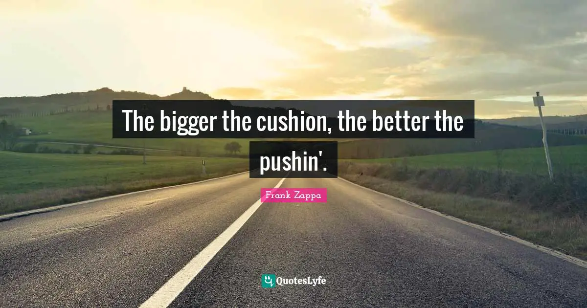 Cushions Quotes: "The bigger the cushion, the better the pushin'."