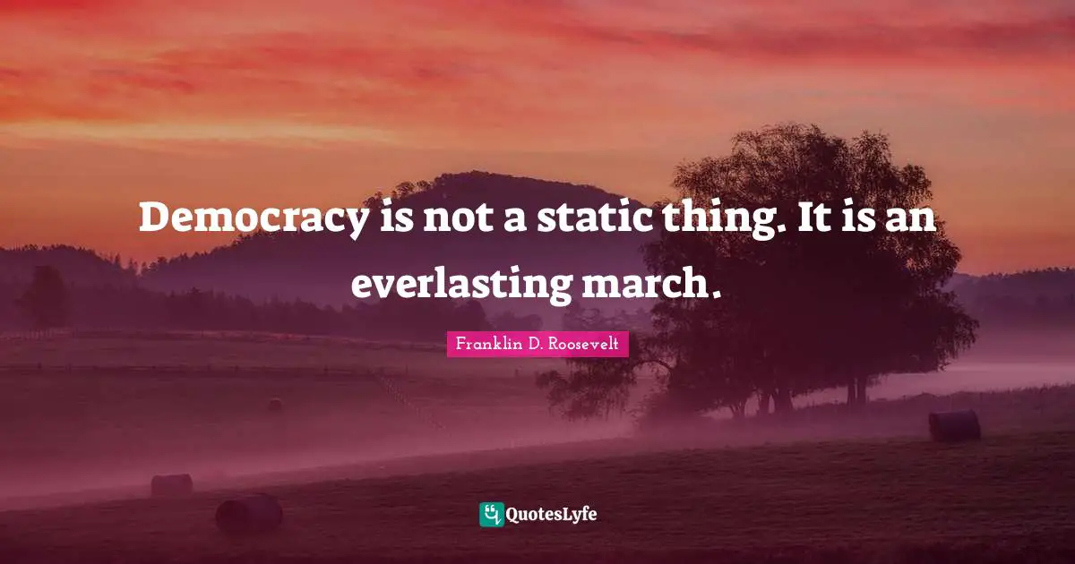 Democracy is not a static thing. It is an everlasting march.