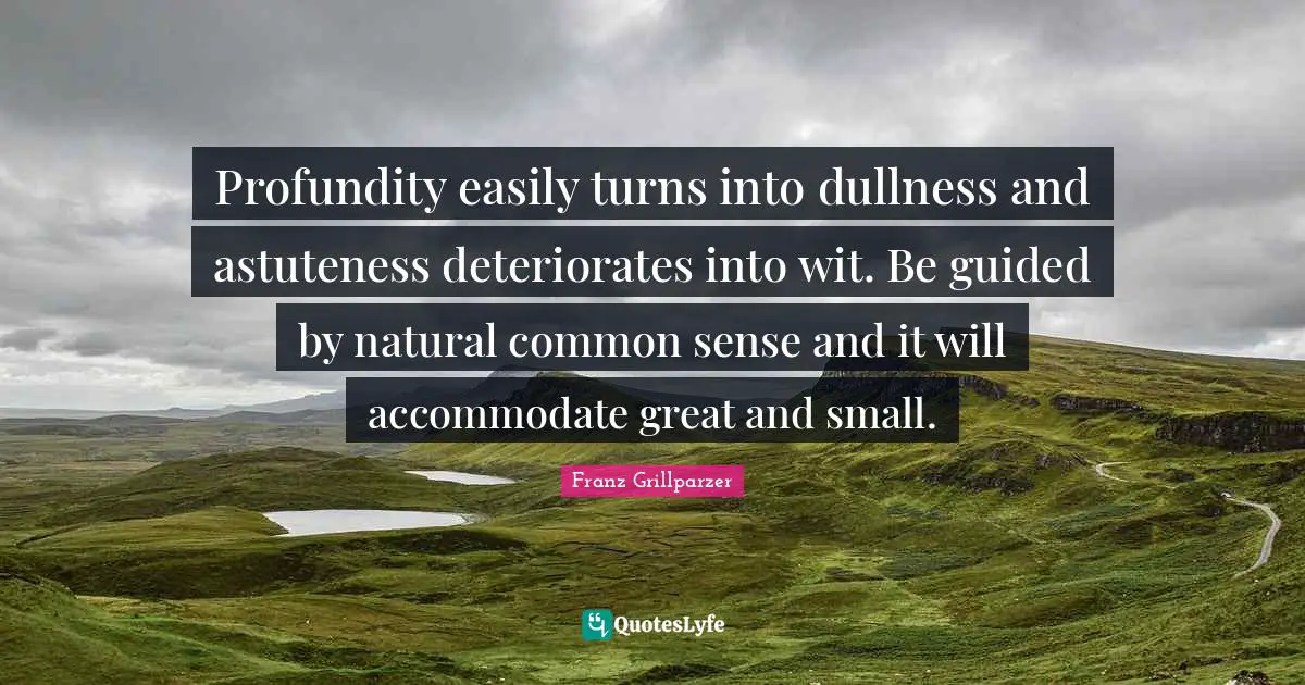 Dullness Quotes: "Profundity easily turns into dullness and astuteness deteriorates into wit. Be guided by natural common sense and it will accommodate great and small."
