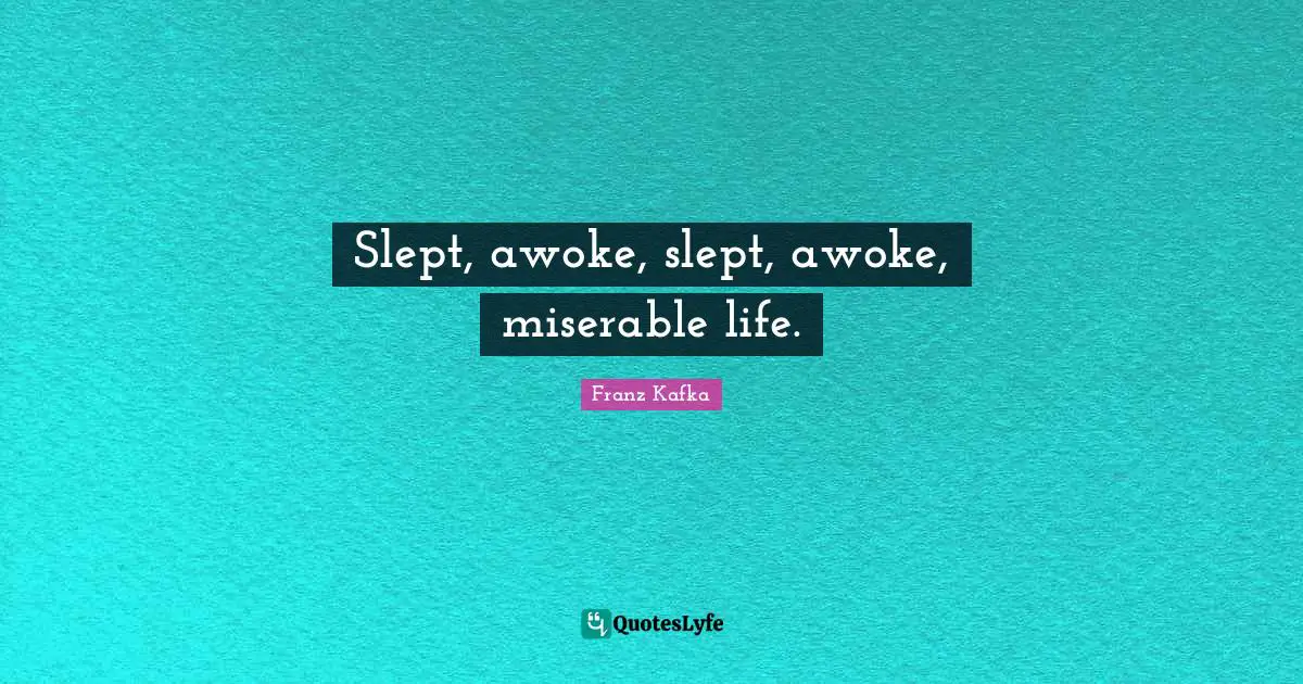 Slept, awoke, slept, awoke, miserable life.