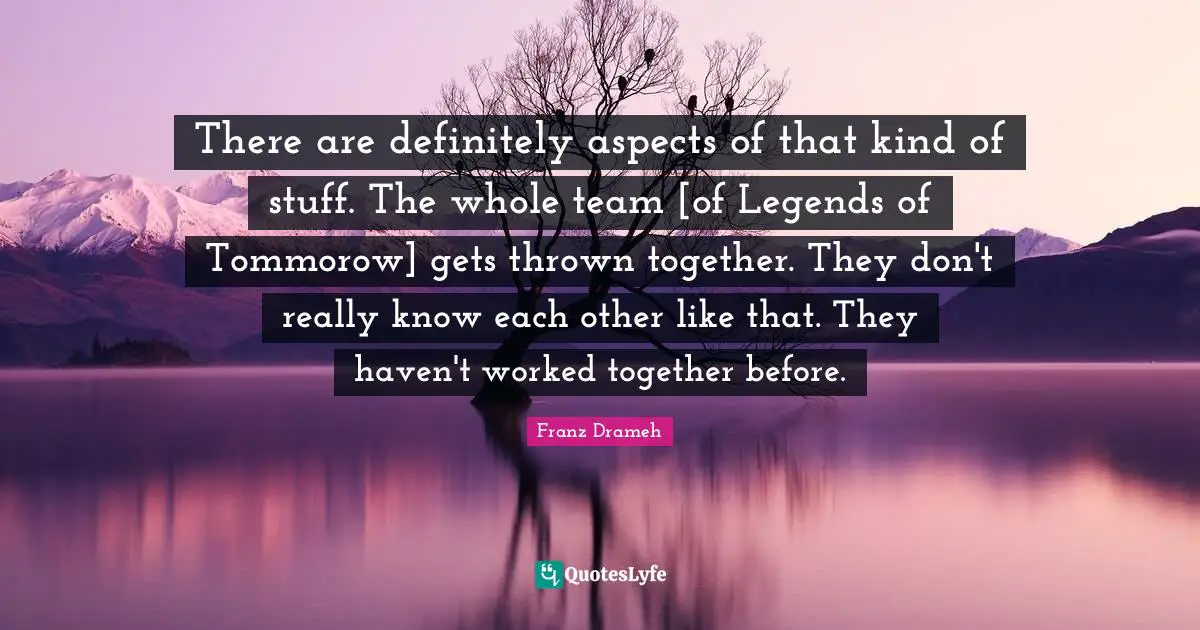 There are definitely aspects of that kind of stuff. The whole team [of Legends of Tommorow] gets thrown together. They don't really know each other like that. They haven't worked together before.