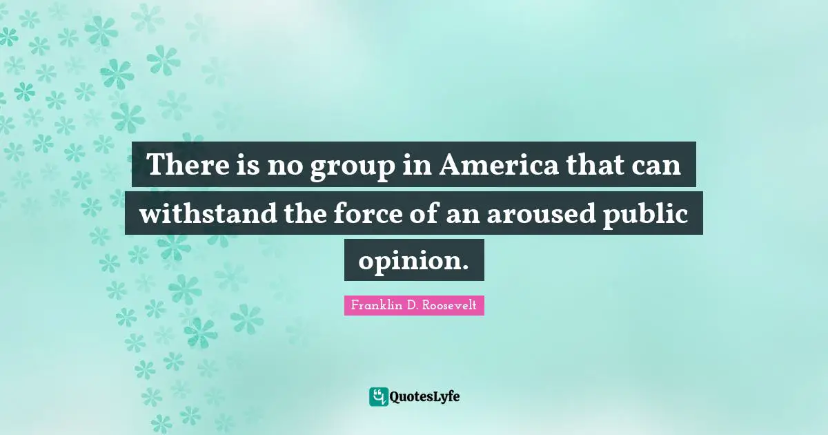 There is no group in America that can withstand the force of an aroused public opinion.