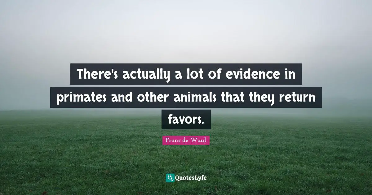 Primates Quotes: "There's actually a lot of evidence in primates and other animals that they return favors."