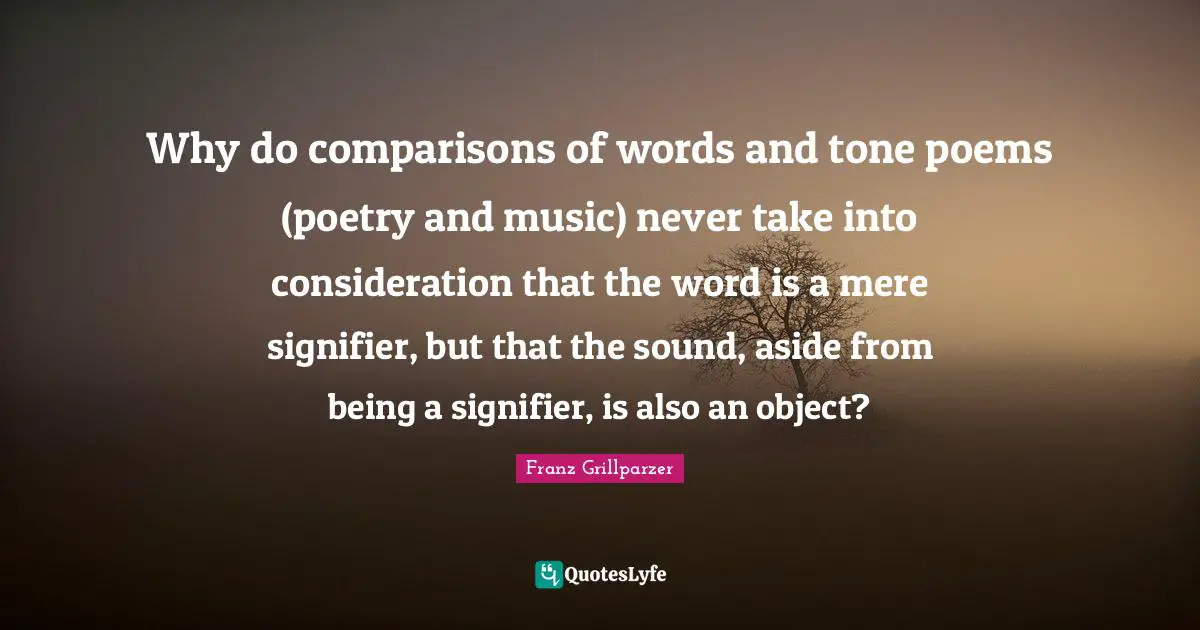 Why do comparisons of words and tone poems (poetry and music) never take into consideration that the word is a mere signifier, but that the sound, aside from being a signifier, is also an object?