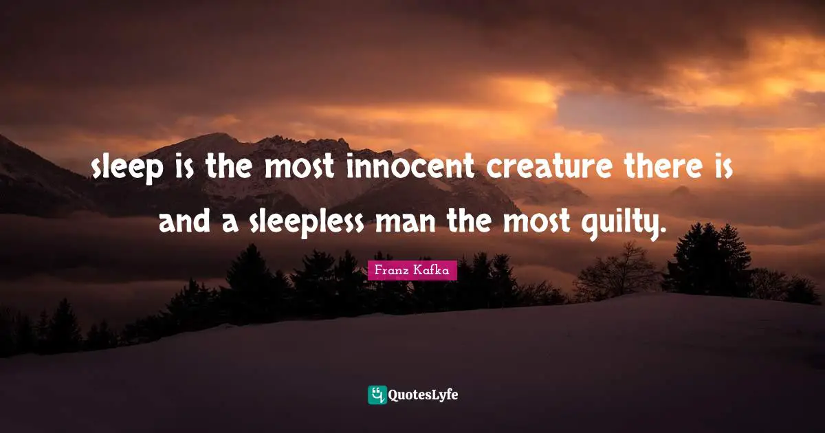 sleep is the most innocent creature there is and a sleepless man the most guilty.