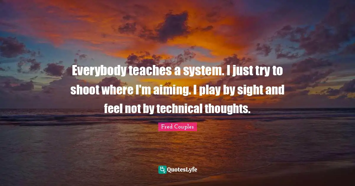 Everybody teaches a system. I just try to shoot where I'm aiming. I play by sight and feel not by technical thoughts.