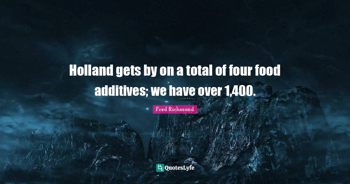 Holland Quotes: "Holland gets by on a total of four food additives; we have over 1,400."