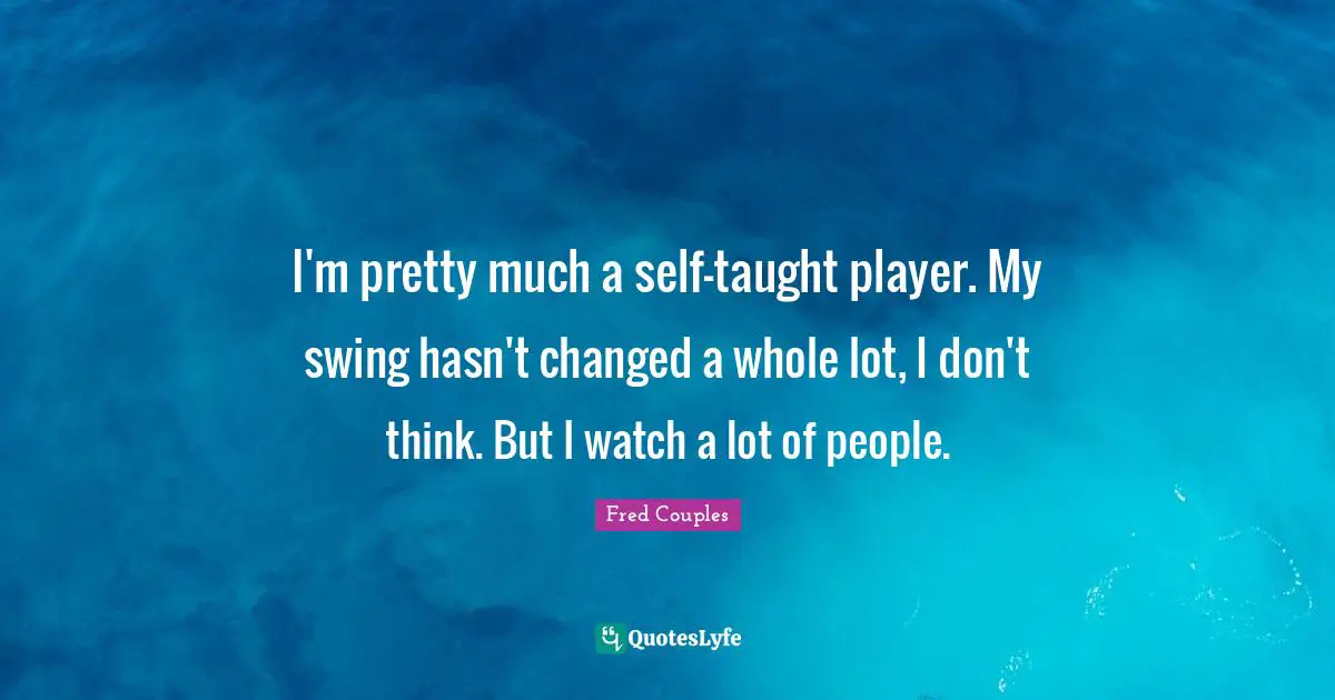 I'm pretty much a self-taught player. My swing hasn't changed a whole lot, I don't think. But I watch a lot of people.