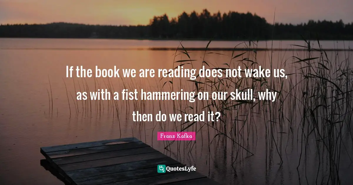 If the book we are reading does not wake us, as with a fist hammering on our skull, why then do we read it?