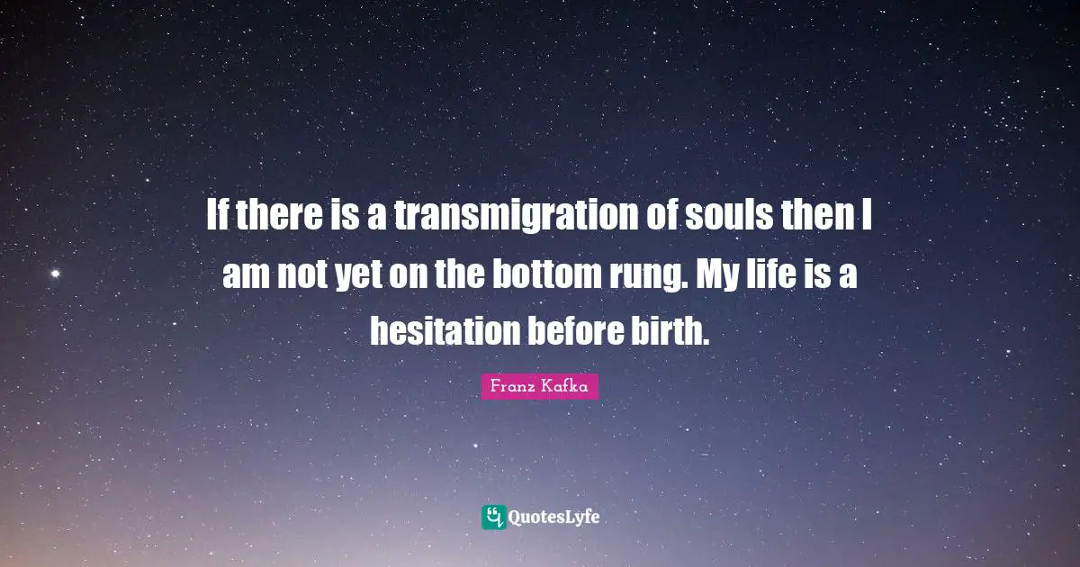Hesitation Quotes: "If there is a transmigration of souls then I am not yet on the bottom rung. My life is a hesitation before birth."