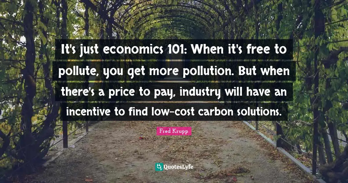 It's just economics 101: When it's free to pollute, you get more pollution. But when there's a price to pay, industry will have an incentive to find low-cost carbon solutions.