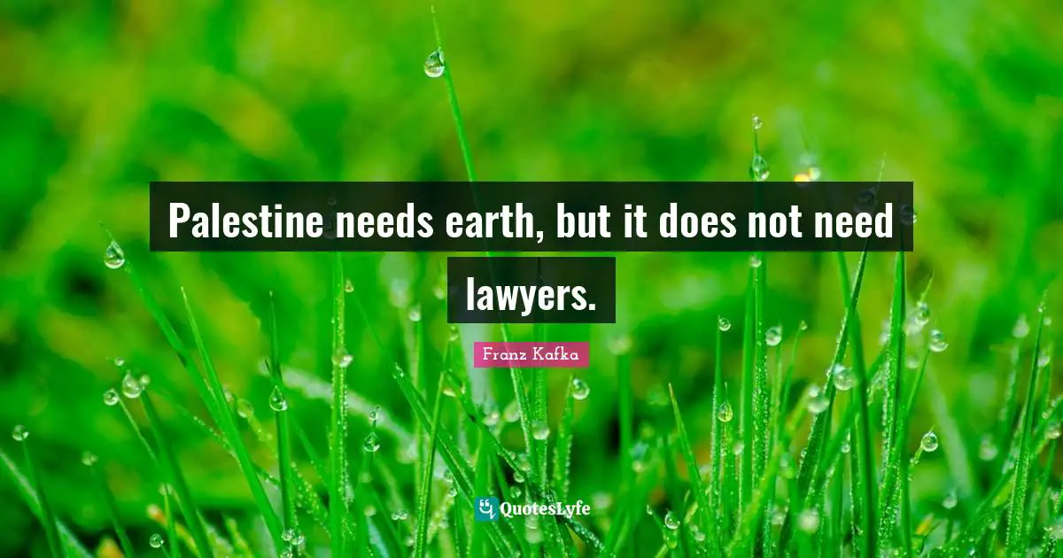 Palestine needs earth, but it does not need lawyers.