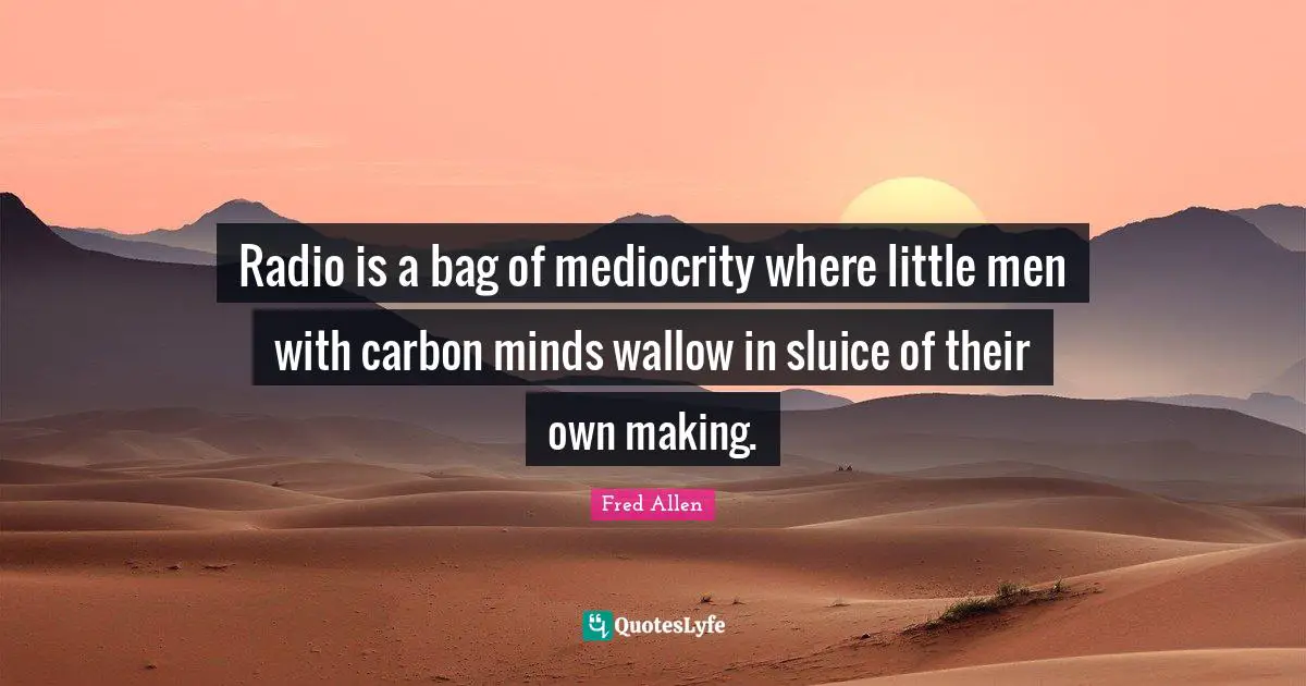 Radio is a bag of mediocrity where little men with carbon minds wallow in sluice of their own making.