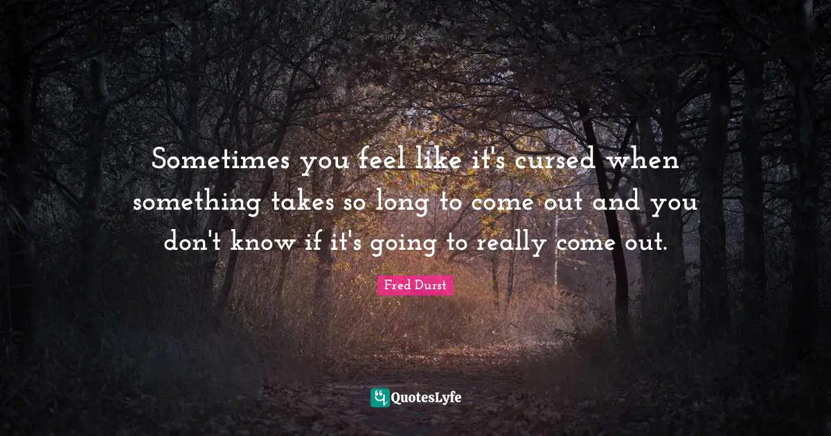 Sometimes you feel like it's cursed when something takes so long to come out and you don't know if it's going to really come out.