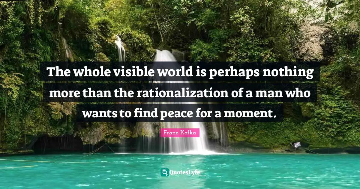 The whole visible world is perhaps nothing more than the rationalization of a man who wants to find peace for a moment.