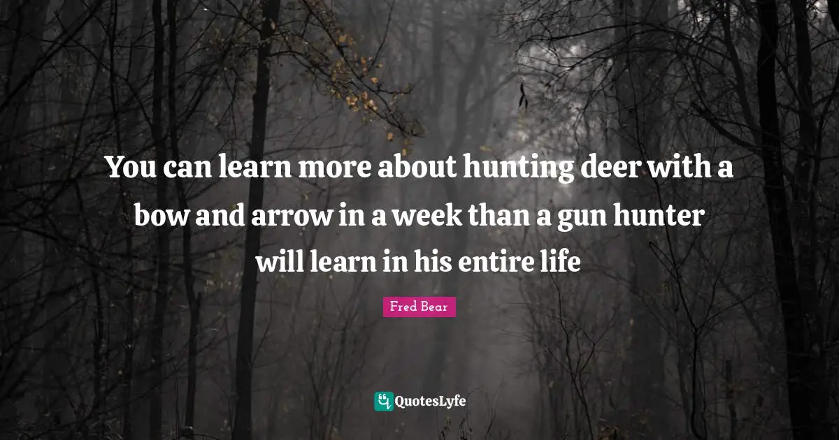 You can learn more about hunting deer with a bow and arrow in a week than a gun hunter will learn in his entire life