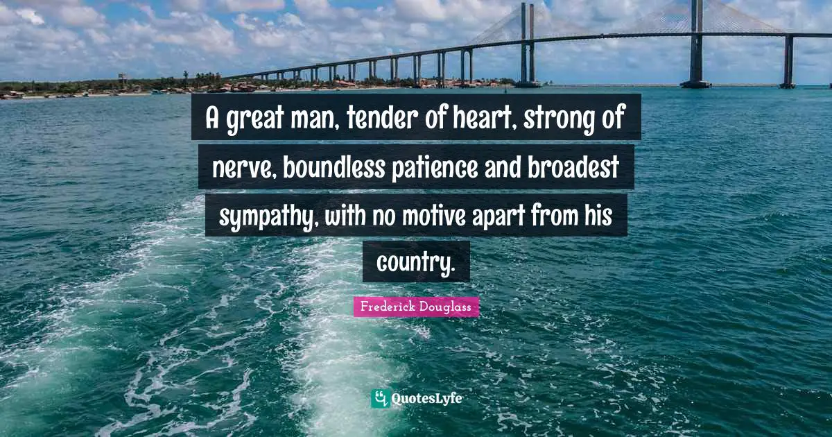 Boundless Quotes: "A great man, tender of heart, strong of nerve, boundless patience and broadest sympathy, with no motive apart from his country."