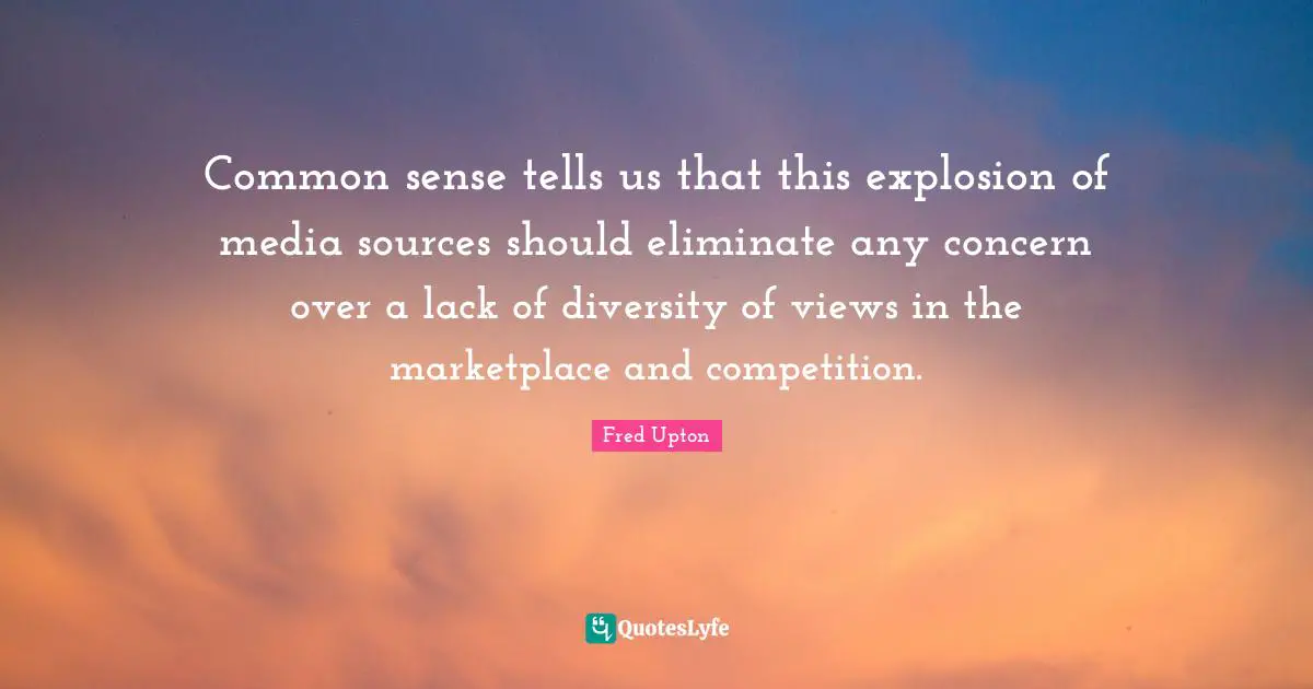 Common sense tells us that this explosion of media sources should eliminate any concern over a lack of diversity of views in the marketplace and competition.