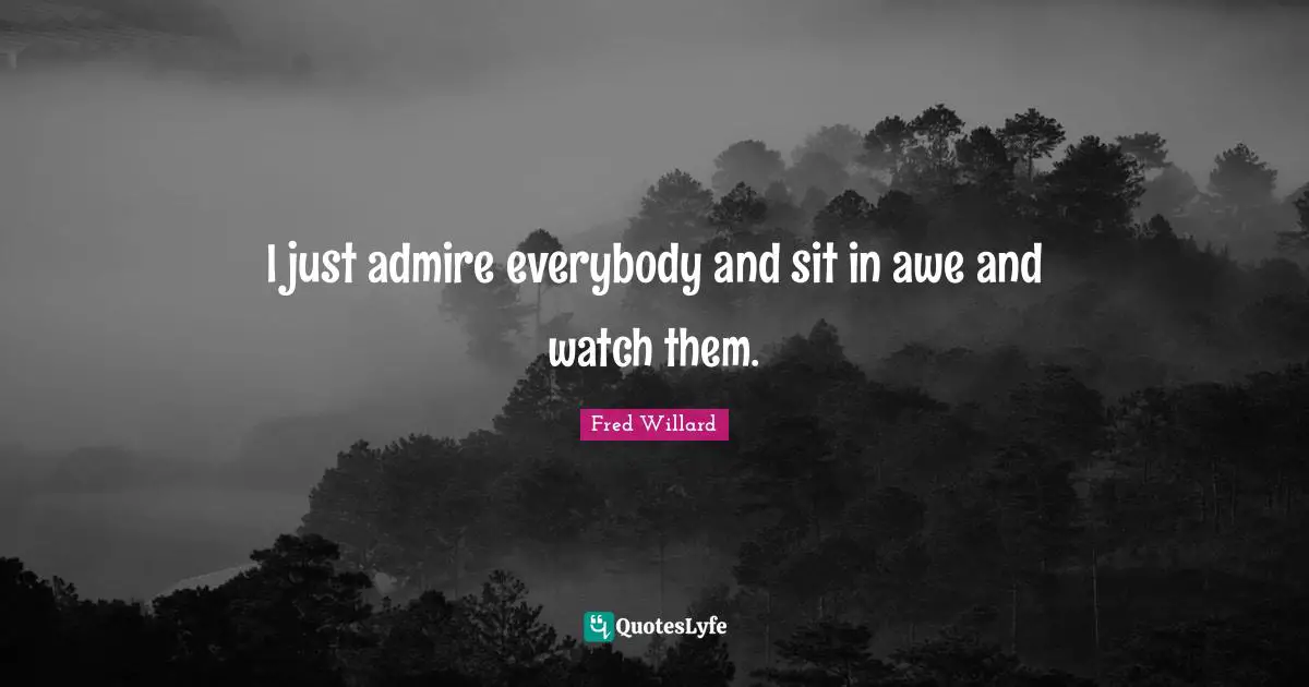 I just admire everybody and sit in awe and watch them.