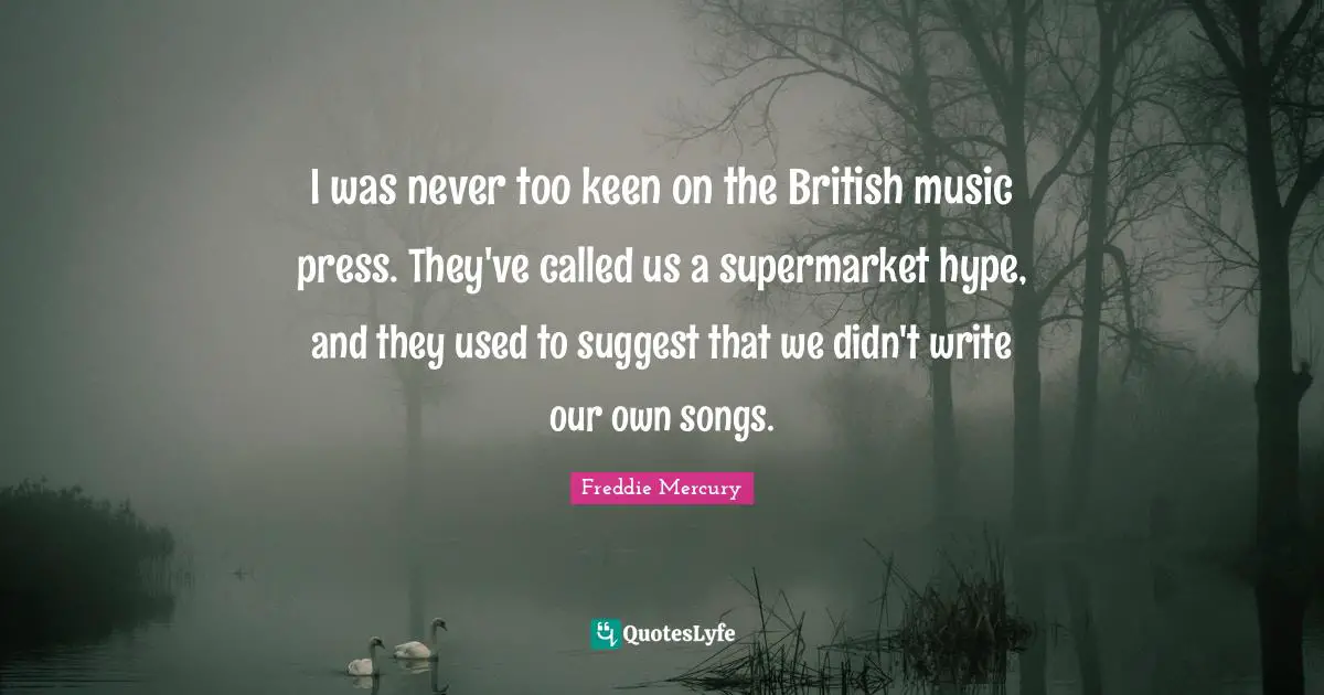 I was never too keen on the British music press. They've called us a supermarket hype, and they used to suggest that we didn't write our own songs.